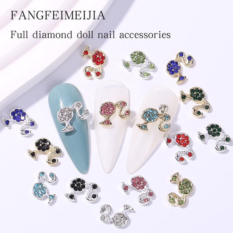 10 個高級ガール光沢のあるネイルチャーム 3D 合金ジュエ - Nail Art Valentines Day のレビューと価格