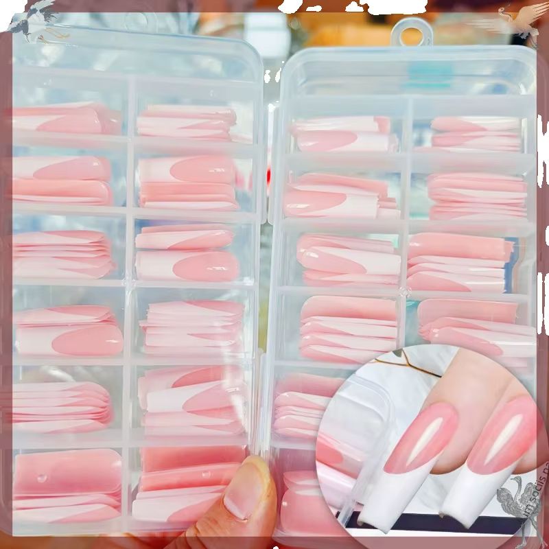 120個入り 光沢のあるピンクのフレンチプレスオンネイル ロ - Nail Art Press On のレビューと価格