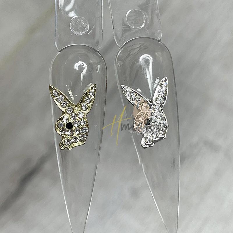 3Dバニーヘッドネイルチャームデコレーション高級合金ゴールド - Nail Art Valentines Day のレビューと価格