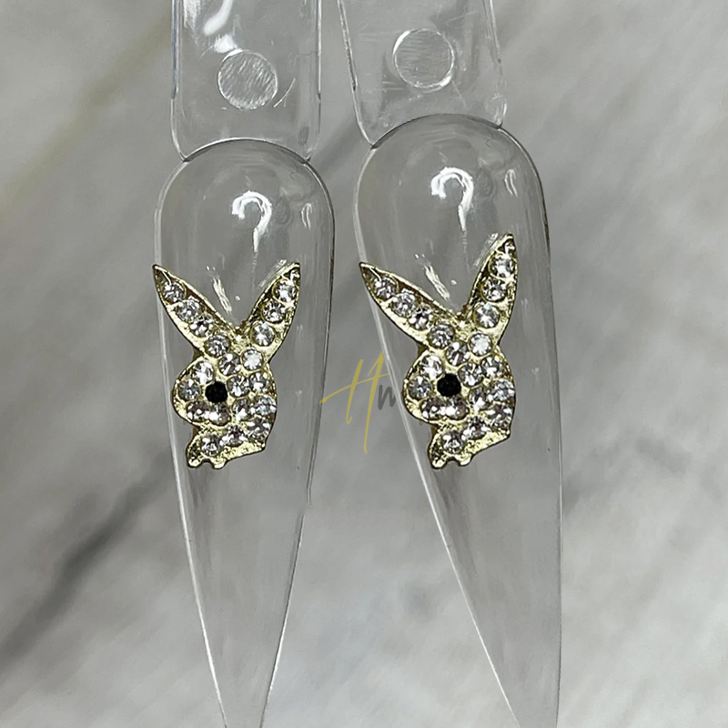 3Dバニーヘッドネイルチャームデコレーション高級合金ゴールド - Nail Art Valentines Day のレビューと価格